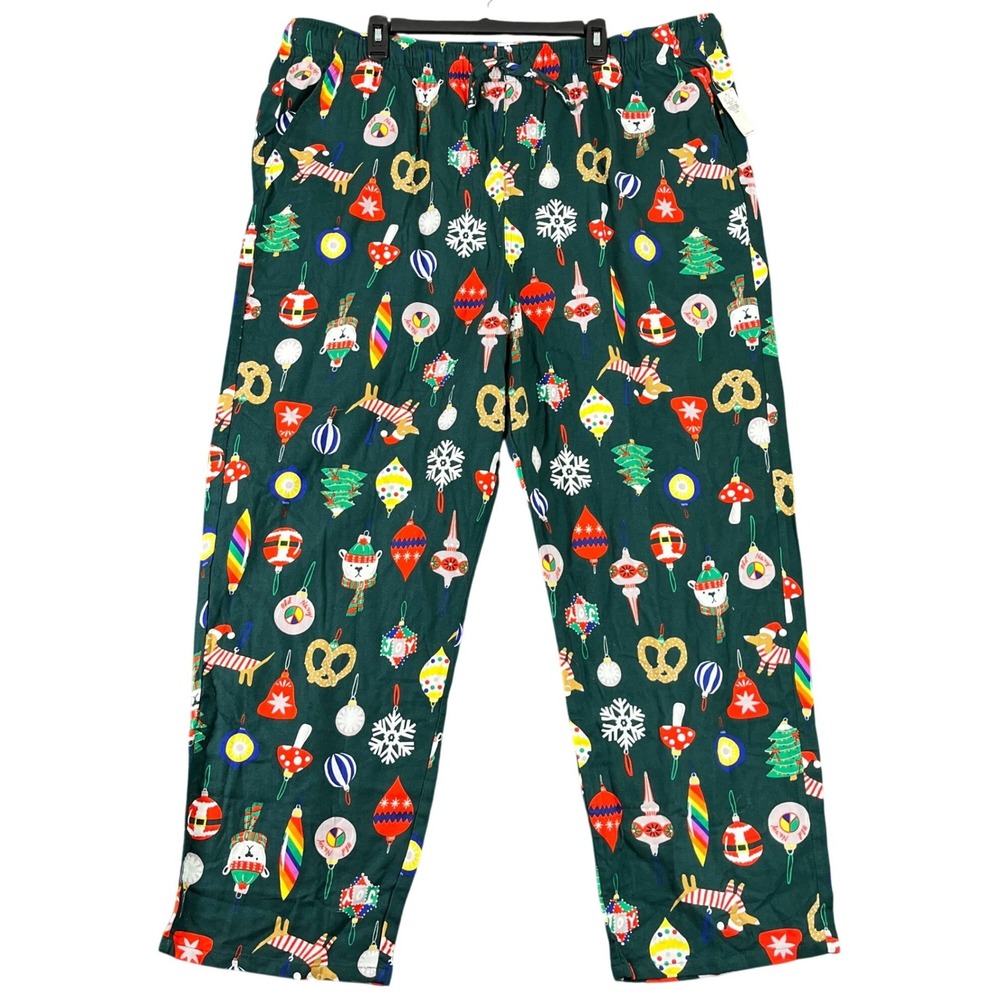Old Navy Christmas‎ Ornament Pajama Pants Green XXXL Mens NWT
